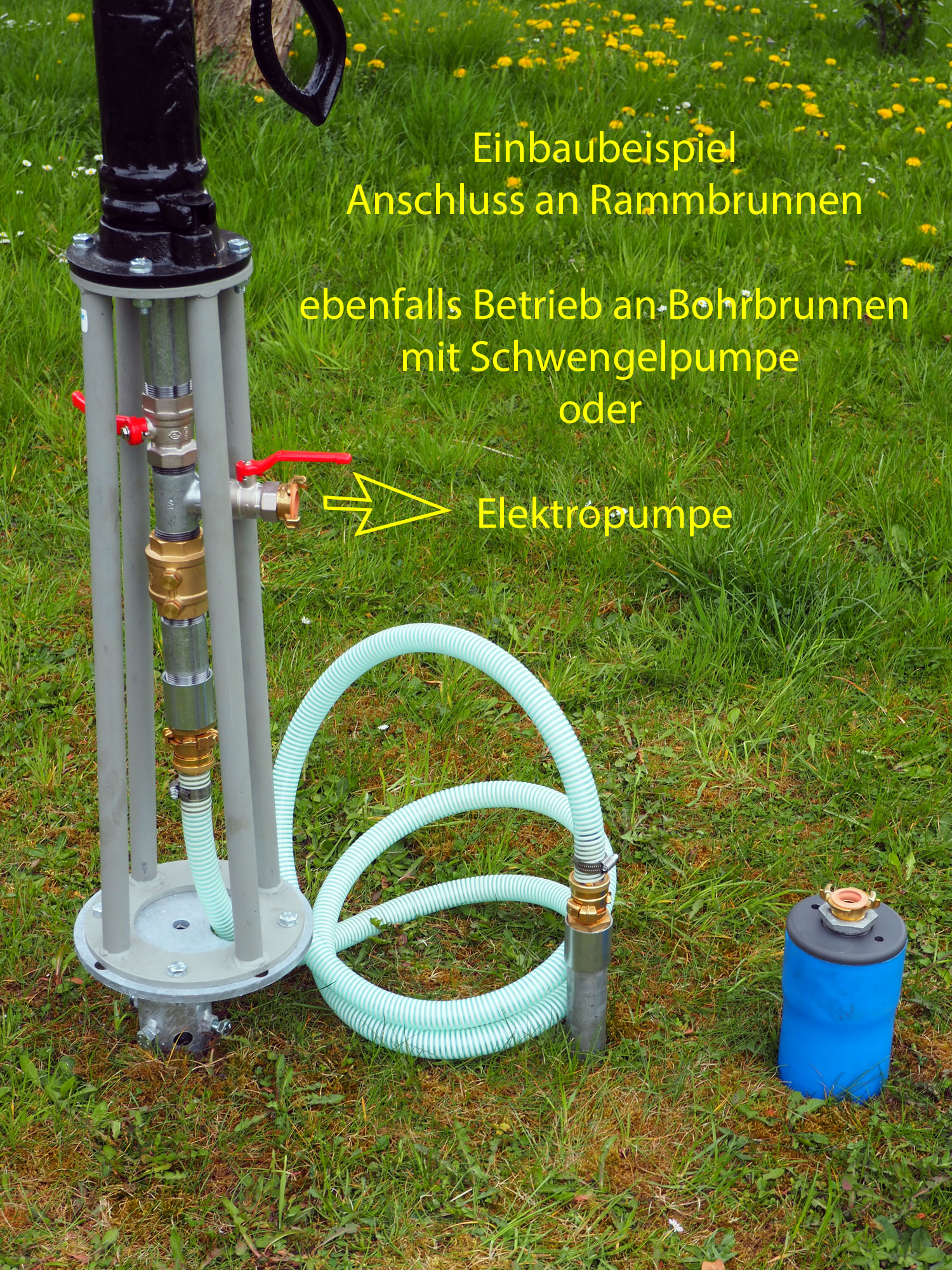 Schwengelpumpe gleichzeitig an Brunnen anschlieen mit Elektropumpe