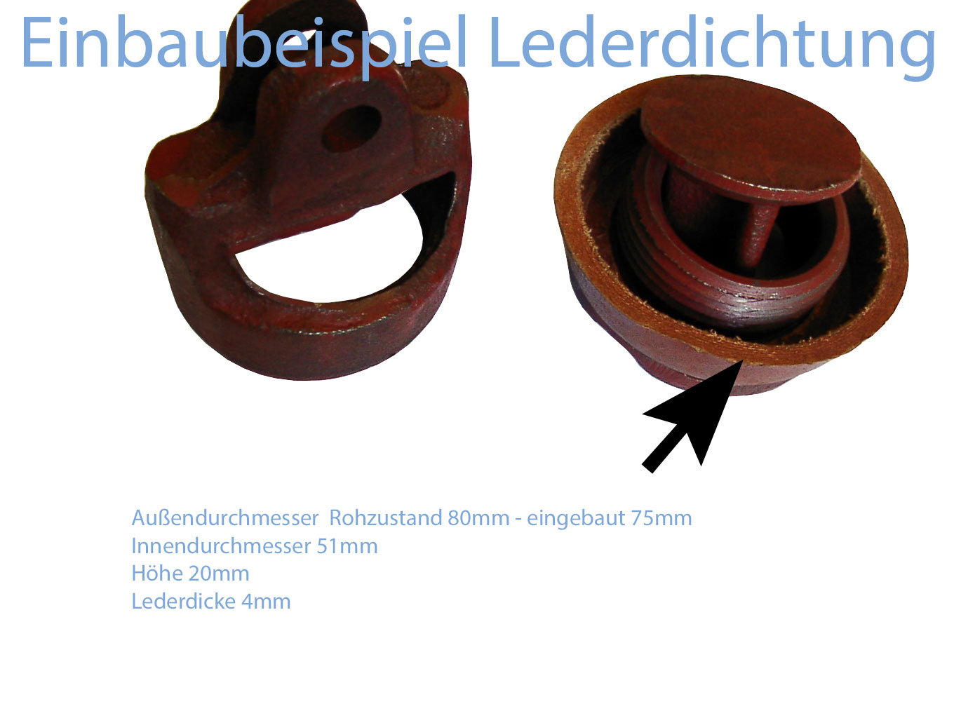 Einbau Information Ledermanschette Typ 75