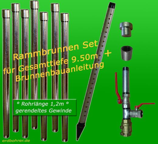 Rammbrunnen Set 9.50m 22 tlg 1-1/4 Zoll -