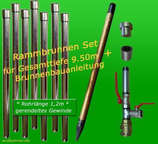 Rammbrunnen Set 9.50m 22 tlg 1-1/4 Zoll -