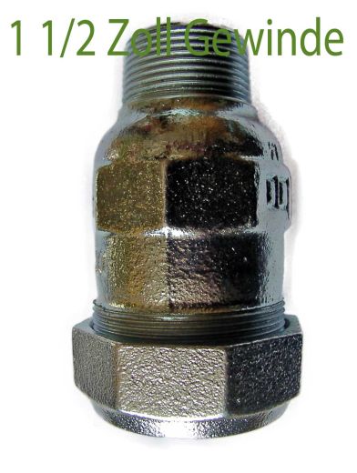 Klemmverbinder f�r Rammbrunnen 1 1/2 Zoll Stahlrohr auf 1 1/2 Au�engewinde GEBO