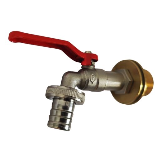 Regentonne Wasserhahn 3/4 Zoll Kugelhahn mit Schlaucht�lle und Durchf�hrung 1 Zoll