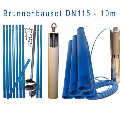 Brunnen selber bauen Set DN115 Brunnenrohr 10m Gesamttiefe mit Brunnenpumpe