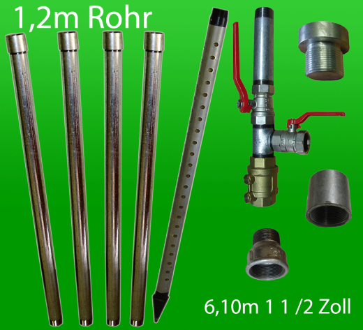 Rammbrunnen Set 6.20m 17 tlg 1-1/2 Zoll - Brunnenset Schlagbrunnen