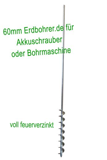 Erdbohrer 60mm 6 cm - 1m fr Akkuschrauber oder Bohrmaschine