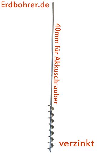 Erdbohrer 40 mm 4 cm - 1m fr Akkuschrauber oder Bohrmaschine