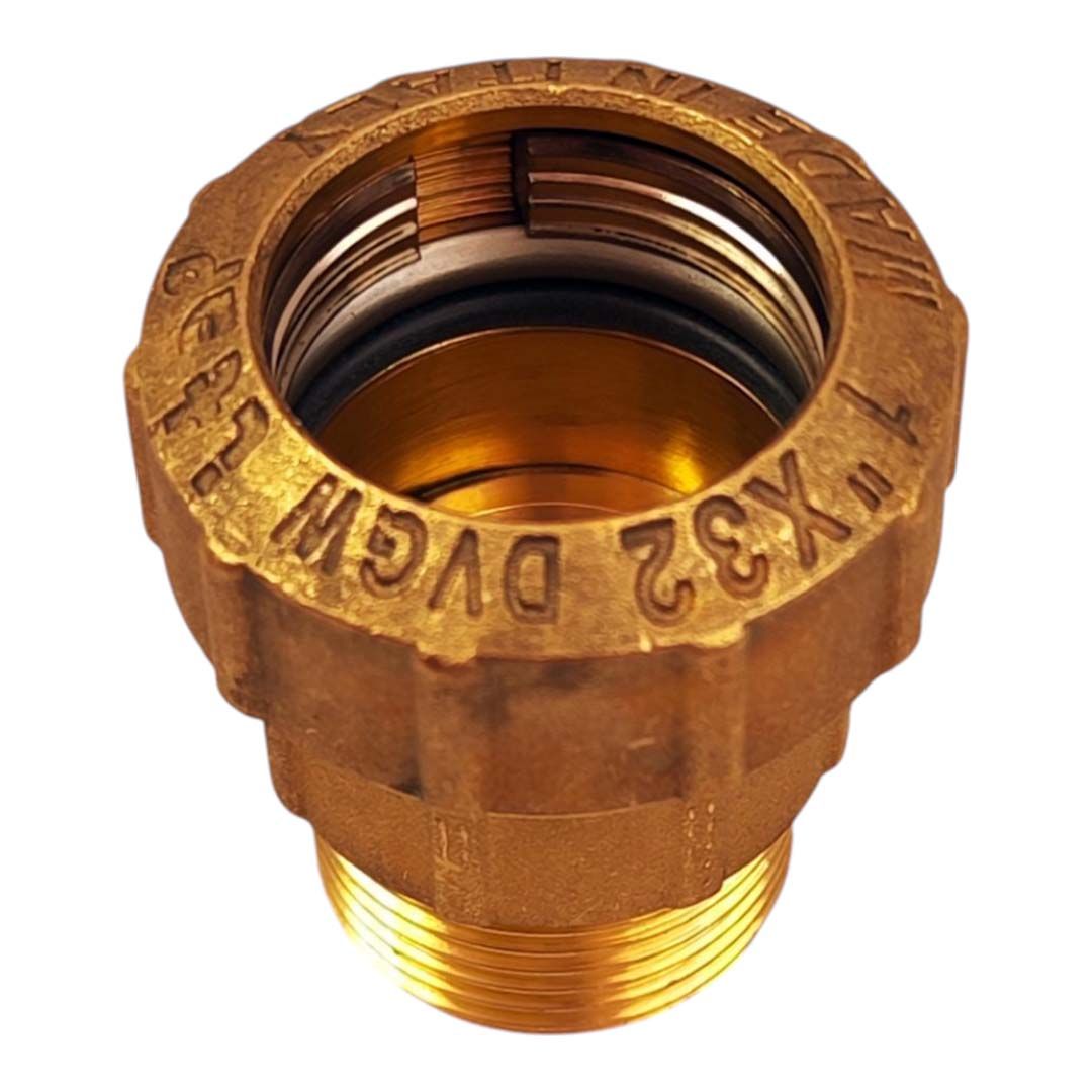 PE Rohr Verschraubung aus Messing 1&quote; AG - 32 mm