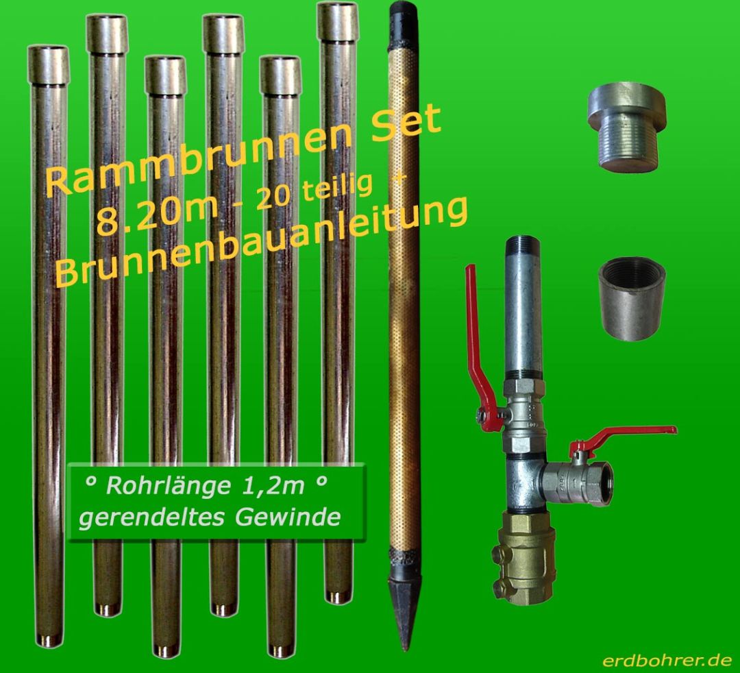 Brunnenbau-Set 8.20m 20 tlg Rammbrunnen 1-1/4 Zoll