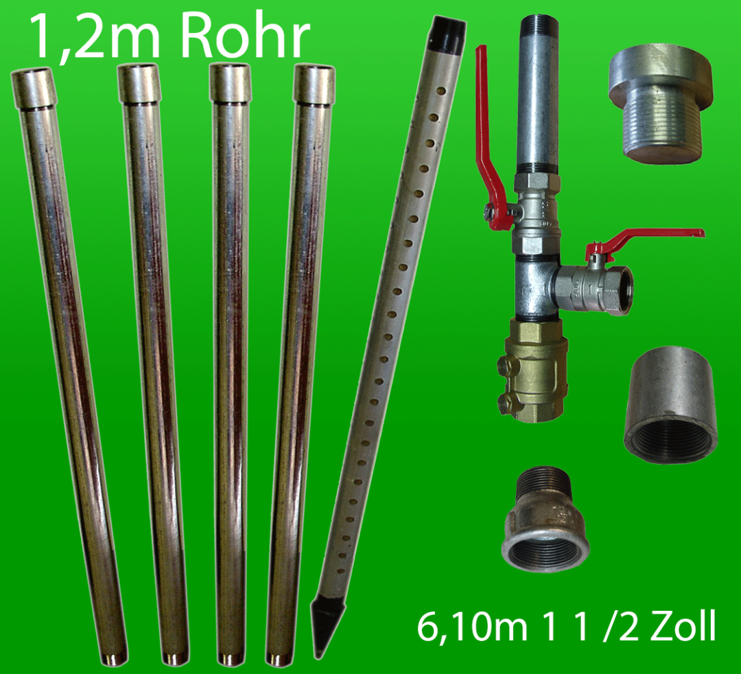 Rammbrunnen Set 6.20m 17 tlg 1-1/2 Zoll - Brunnenset Schlagbrunnen