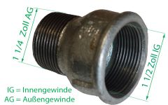 Reduziermuffe 1 1/2 Innengewinde 1 1/4 Au�engewinde f�r Rammbrunnen