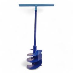 Erdbohrer 250mm 25cm blau - 1m Handerdbohrer mit extra Metallgriff