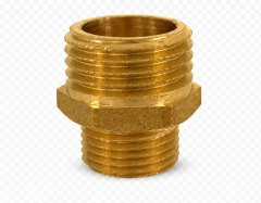 MS-Doppelnippel reduziert 1/2″ x 1″ – Messing blank, AG x AG